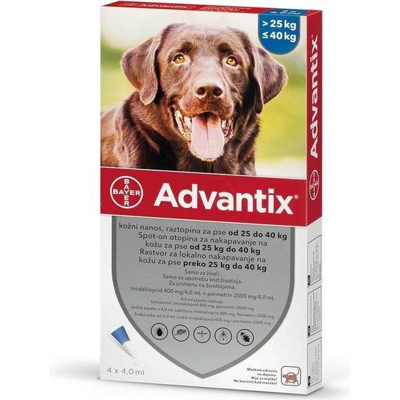 ADVANTIX® SPOT ON ZA PSE 25-40KG (IMIDAKLOPRID, PERMETRIN) PIPETA 1X4ML